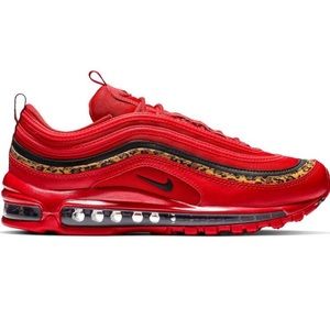 all red air max 97 with leopard print